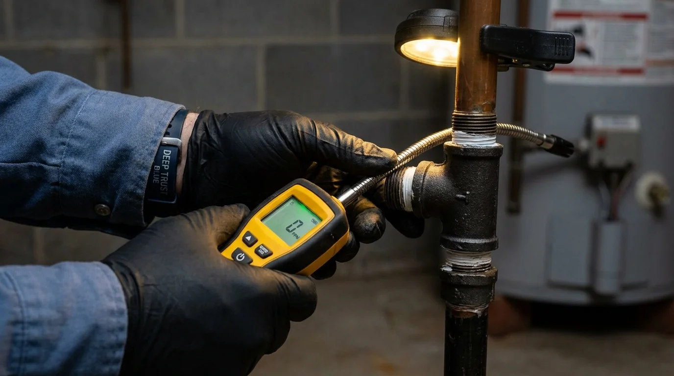 Gas leak detection with electronic sniffer by Johns Plumbing LLC in Olive Branch