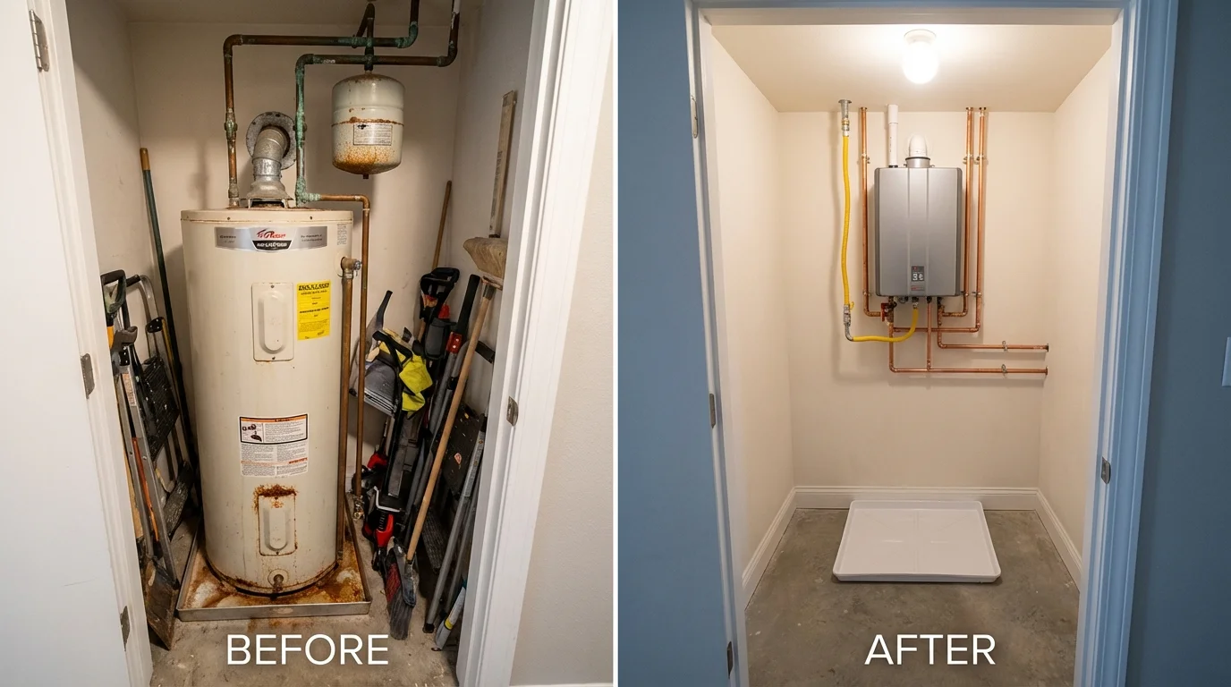 Tank water heater versus wall-mounted tankless unit comparison for Olive Branch, MS homeowners